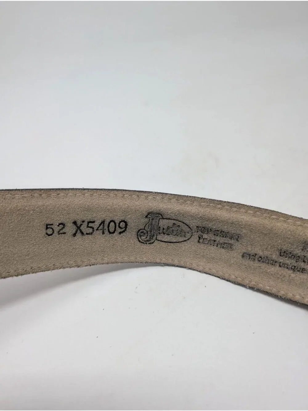 Vintage Justin Brown Leather Belt 52 Western Suede